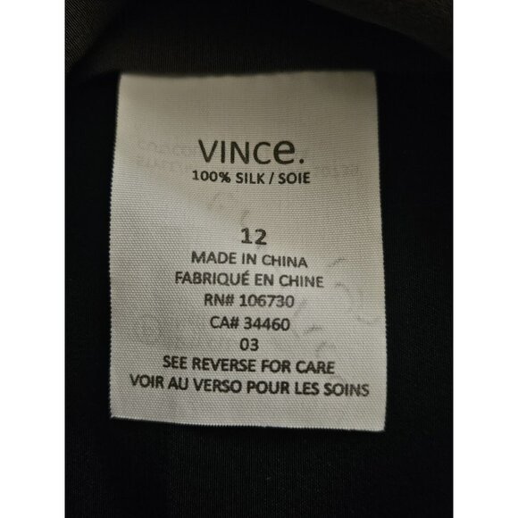 Vince 100% Silk Color Block Top 12 Gray Black Popover Tunic Womens - Picture 8 of 8